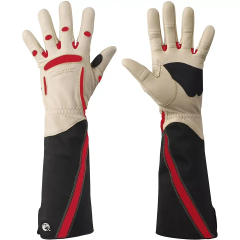 Women's Rose Gardening Gloves - Tan/Black/Red
