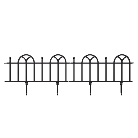 Victorian-Style Arch Garden Fence for Landscaping Edging - 24" x 15.5" per Panel, Pack of 4, Black